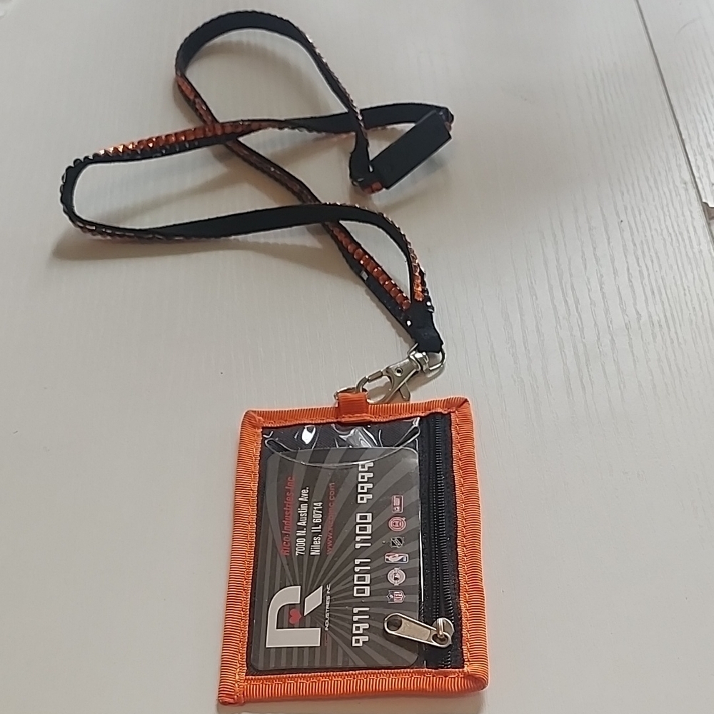 NFL Team Lanyard/Denver Broncos and Card Holder - Blue and Orange - Picture 2 of 5